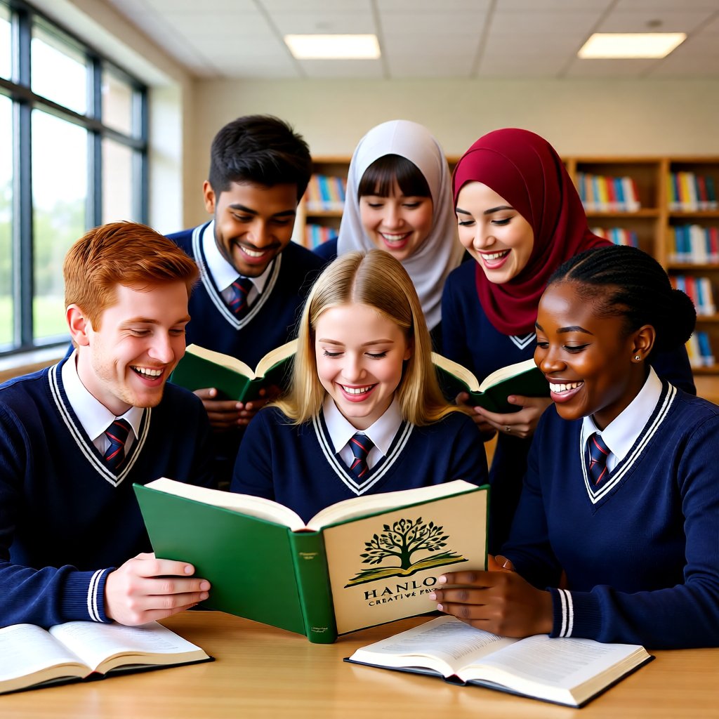 Students working together at a library table